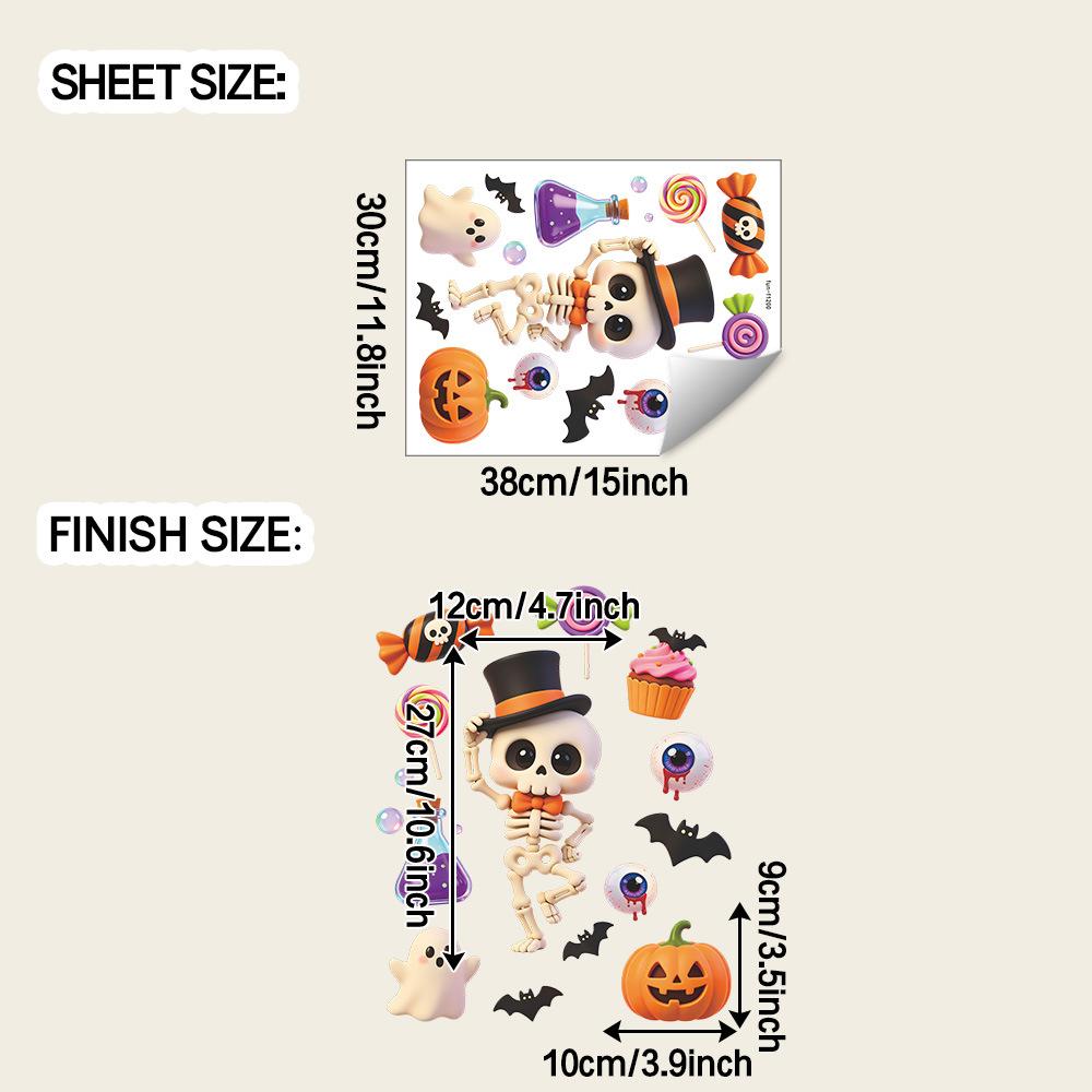Halloween Skull Ghost Pumpkin Bat Home Window Decoration Window Stickers