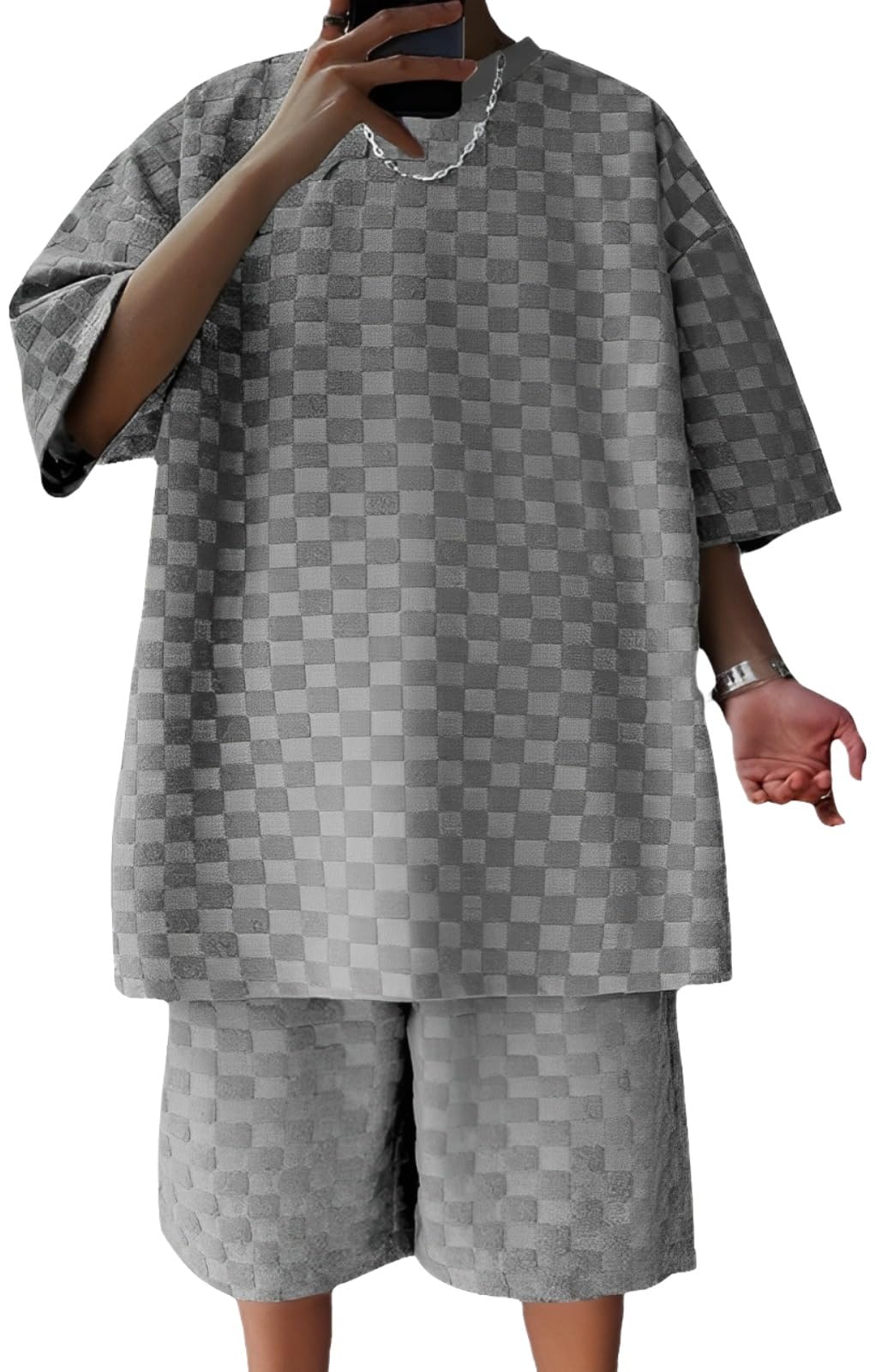 

Стильный комплект топ и шорты повседневный экипаж бедра экипаж серый серый [Aspersio] верх, низ, рукава, шорты, B-стиль, джерси, одежда, мужская тренировочная, футболка,