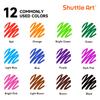 Shuttle Art Whiteboard Marker Fine Tip for and LED Suitable for and Markers, Water-Erasable Pens, 12-Color Set, (1mm), Whiteboards, Glass, Plastic,