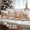1/4 Peças Fronha de Almofada de Natal, Capa de Almofada Casa de Biscoitos de Gengibre Doce de Cana, Capa de Almofada para Decoração de Casa de Férias de Inverno