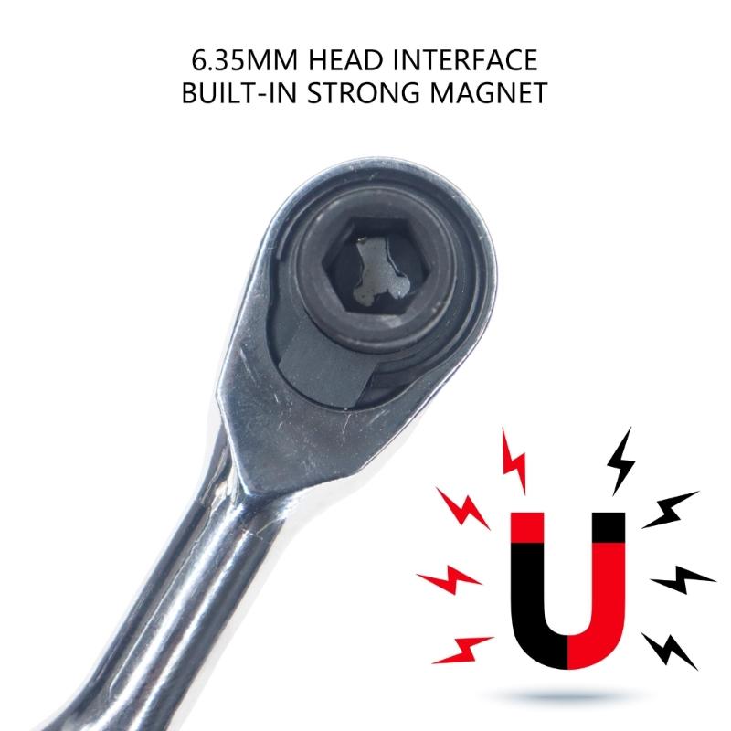72 Tooth Mini Ratchet Wrench Spanner with Magnetic Bit Holder for Bike Repair and DIY Projects Compact Alloy Steel Tool