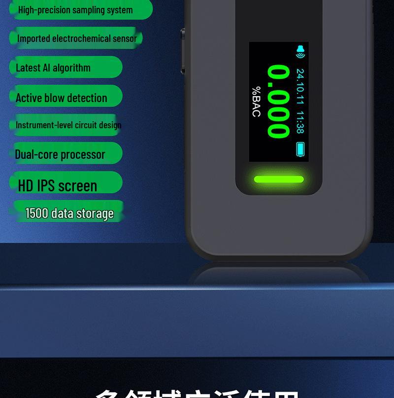 High-Precision Portable Electrochemical Breathalyzer for Professional Alcohol Testing