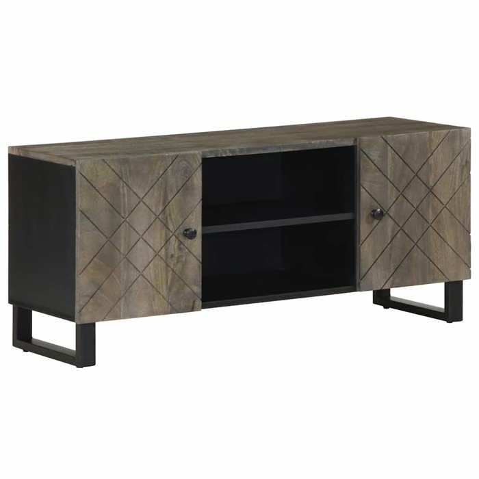VidaXL TV Stand Black 105x33x46 Cm Solid Mango Wood, TV Bench, TV Unit, Multimedia Unit, TV Sideboard, Hi-fi Unit, 4017684