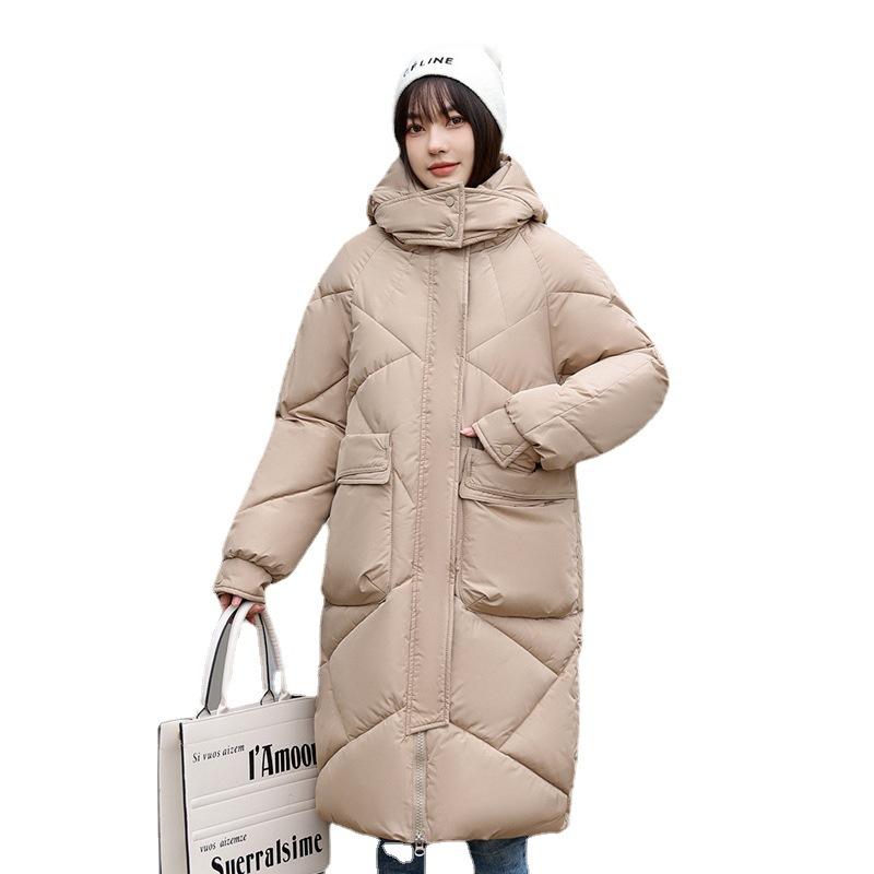 Thickened bread clothes down cotton-padded clothes women's loose winter jacket medium and long knee-padded jacket