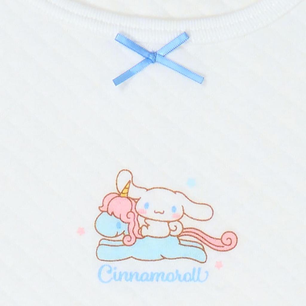 Sanrio Quilted Short Sleeve Undershirt Set with Name Label Product Number 212989 Kids' (2 Pieces), Cinnamoroll, 140cm, Inside,