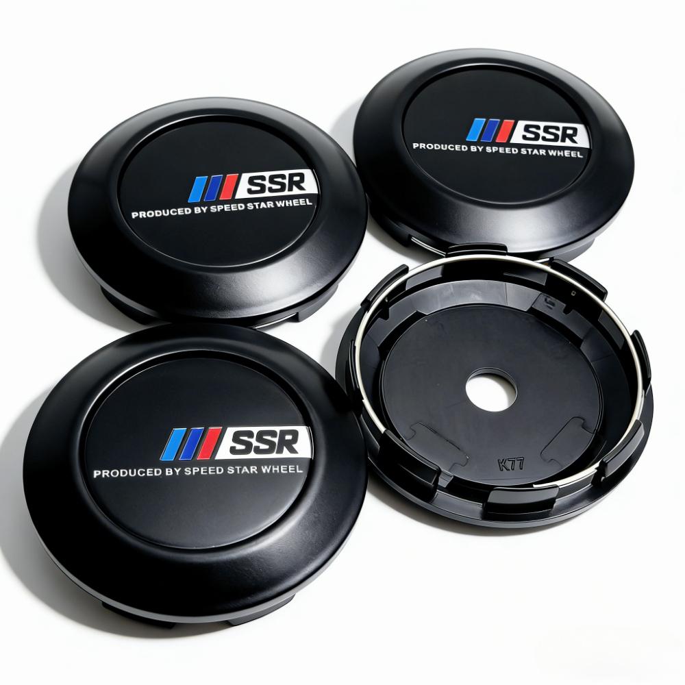 4pcs 77MM Clips 72MM SSR Logo Badge Emblem Car Wheel Center Caps Rim Hubcaps Cover Wheels Hub Dust Cap Replace Car Accessories