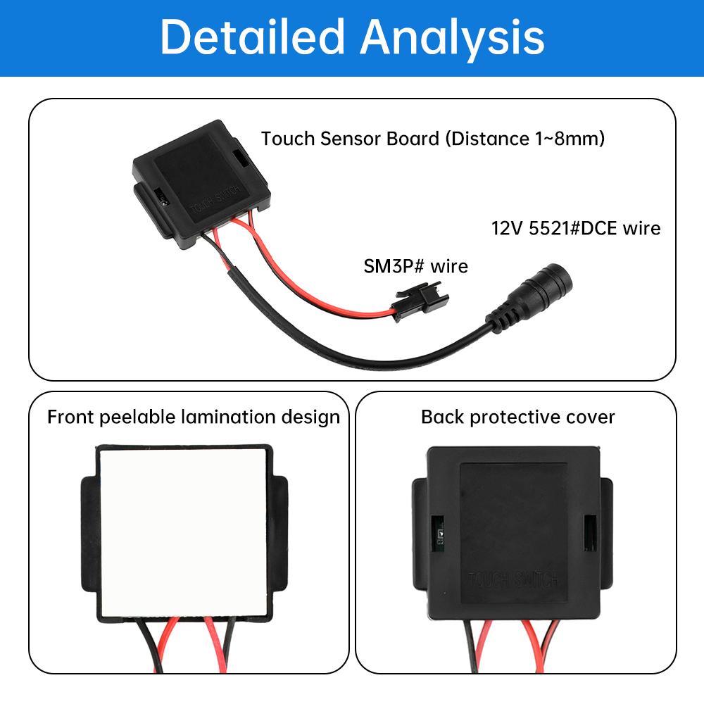 DC 5-12V Intelligenter Touch-Schalter Hauslichtschalter LED Duale Farbtemperaturregelung Einbaupanel Badezimmerspiegel Sensorschalter