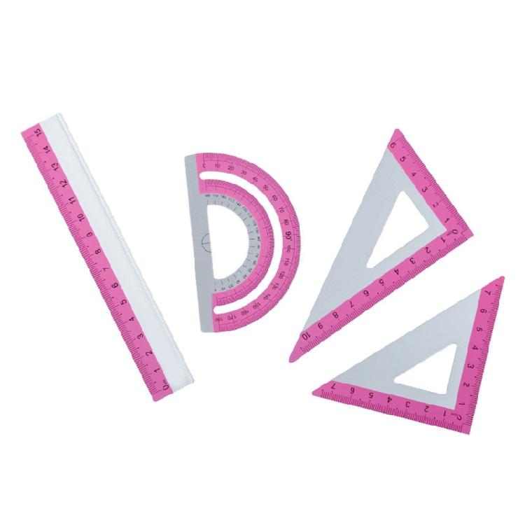 Complete Aluminum Ruler Pack with Rounded Corners Math Geometry Classroom Supplies Engineering Drawing Home Office Use