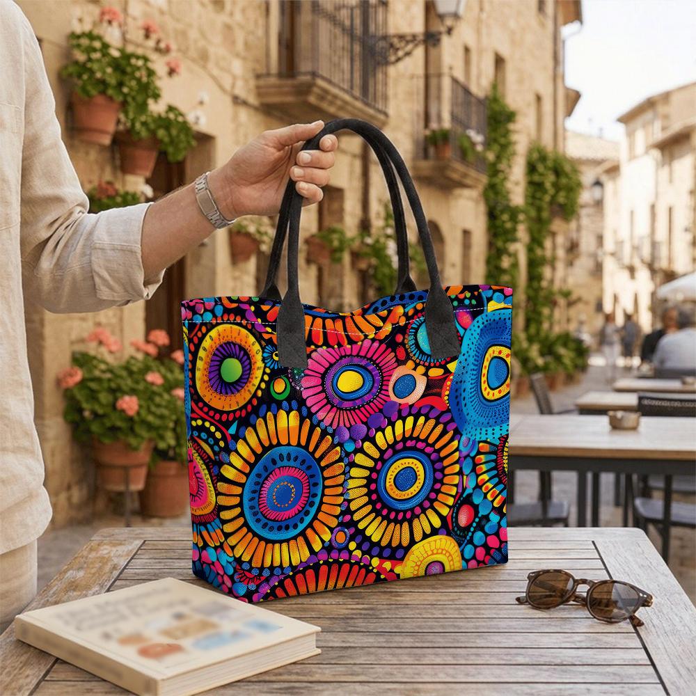 Colorful Boho Pattern Large Tote Bag Fashion Casual Daily Travel Shoulder Bag for Women Outdoor Shopping Handbag