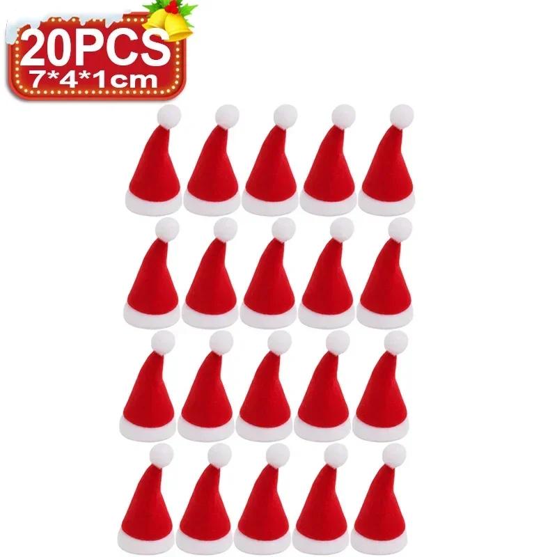 5/100PCS Mini Santa Hat Creative Wine Bottle Covers Lollipop Cap Xmas Tree Ornaments Christmas Dinner Table Decor New Year Gifts