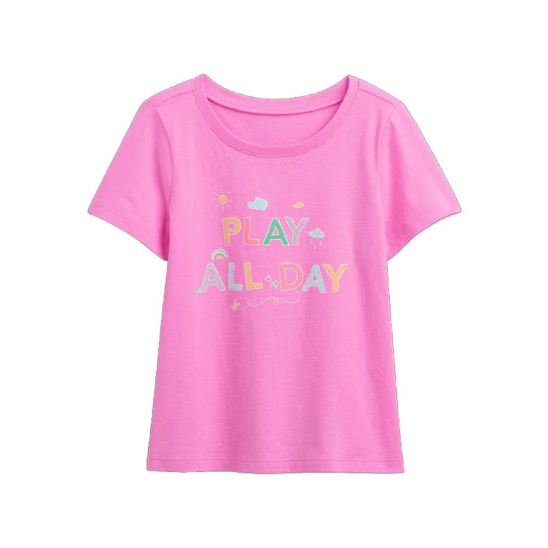 GAP Girls  Toddler 2026 Spring Printed Round Neck Short Sleeve T-Shirt 110/60