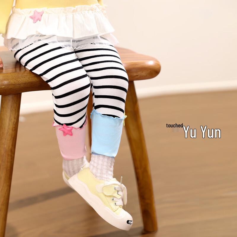 LUSON 2025 Autumn Baby Girls  Casual Patchwork Elastic Leggings 100