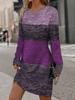 Spring and autumn round neck contrasting long sleeved casual and comfortable dress