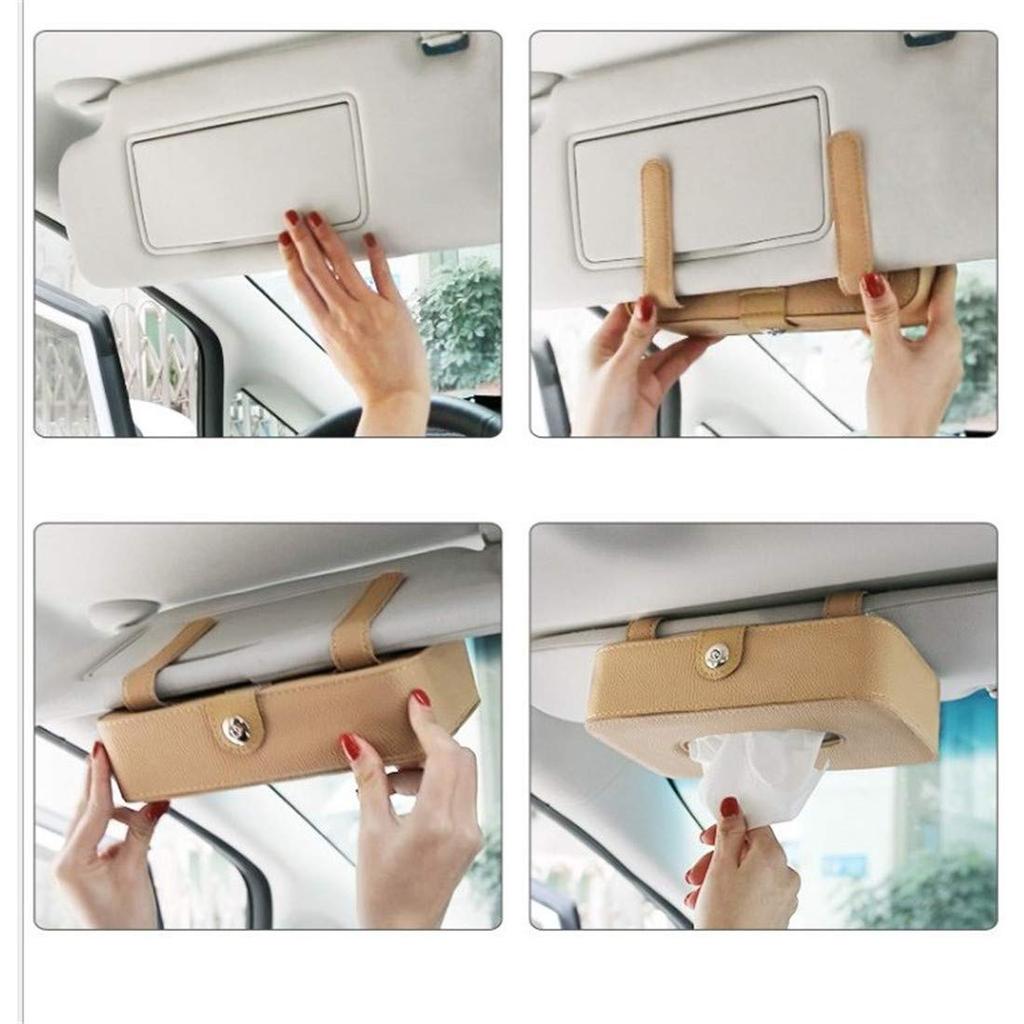 Car Tissue Sun Visor Tissue Case Card Car Eyeglass Sunglasses Easy and Set Box, Storage, + Holder, Holder, Storage, Clip-on, Convenient, Leather,