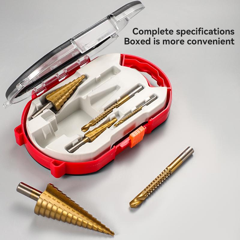 HSS Step Drill Bit Set 4-12/20/32mm Metal Twist Drilling