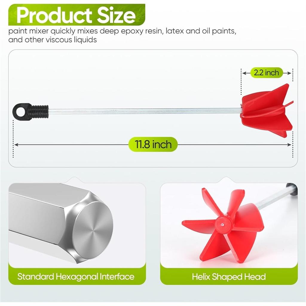 6-Pack Helix Paint Mixer Attachment for Drill - 11.8" Industrial Stirrer Paddle, 1 to 5 Gallon Epoxy Resin Mixer