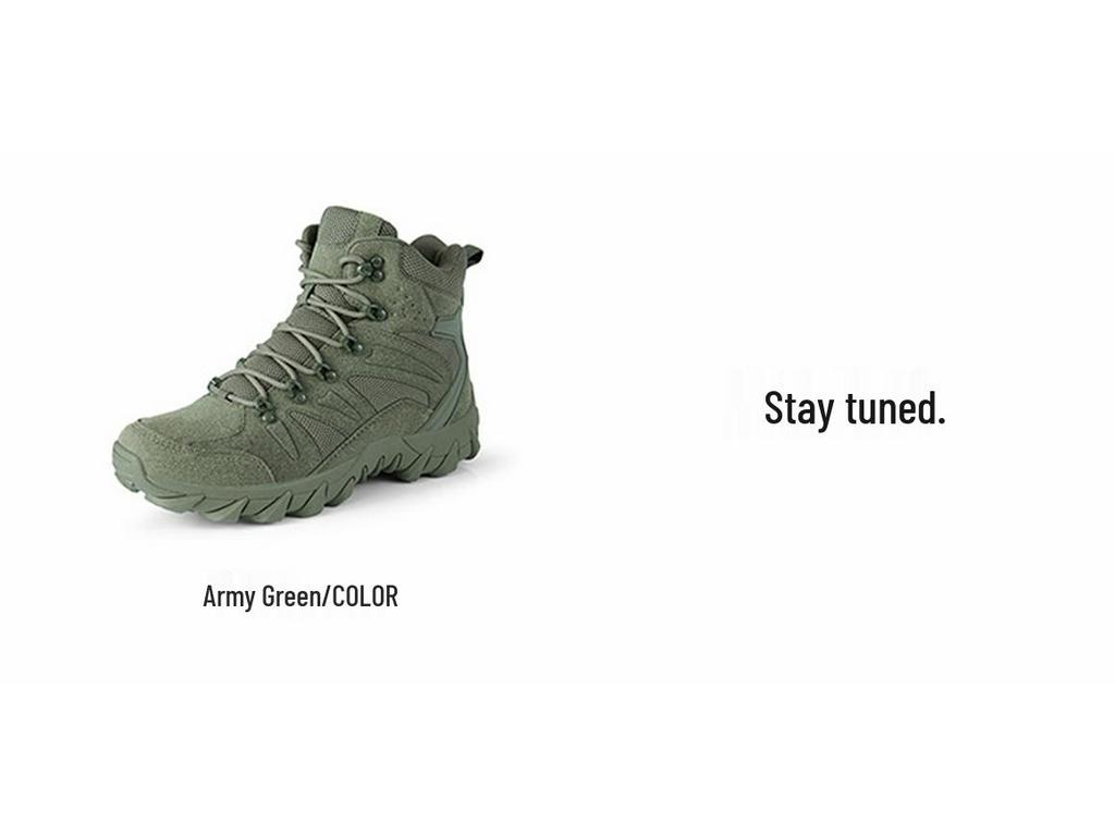 Men's Plus Size Military Combat Boots - Mid-Top Desert Workwear for Outdoor Camping and Security
