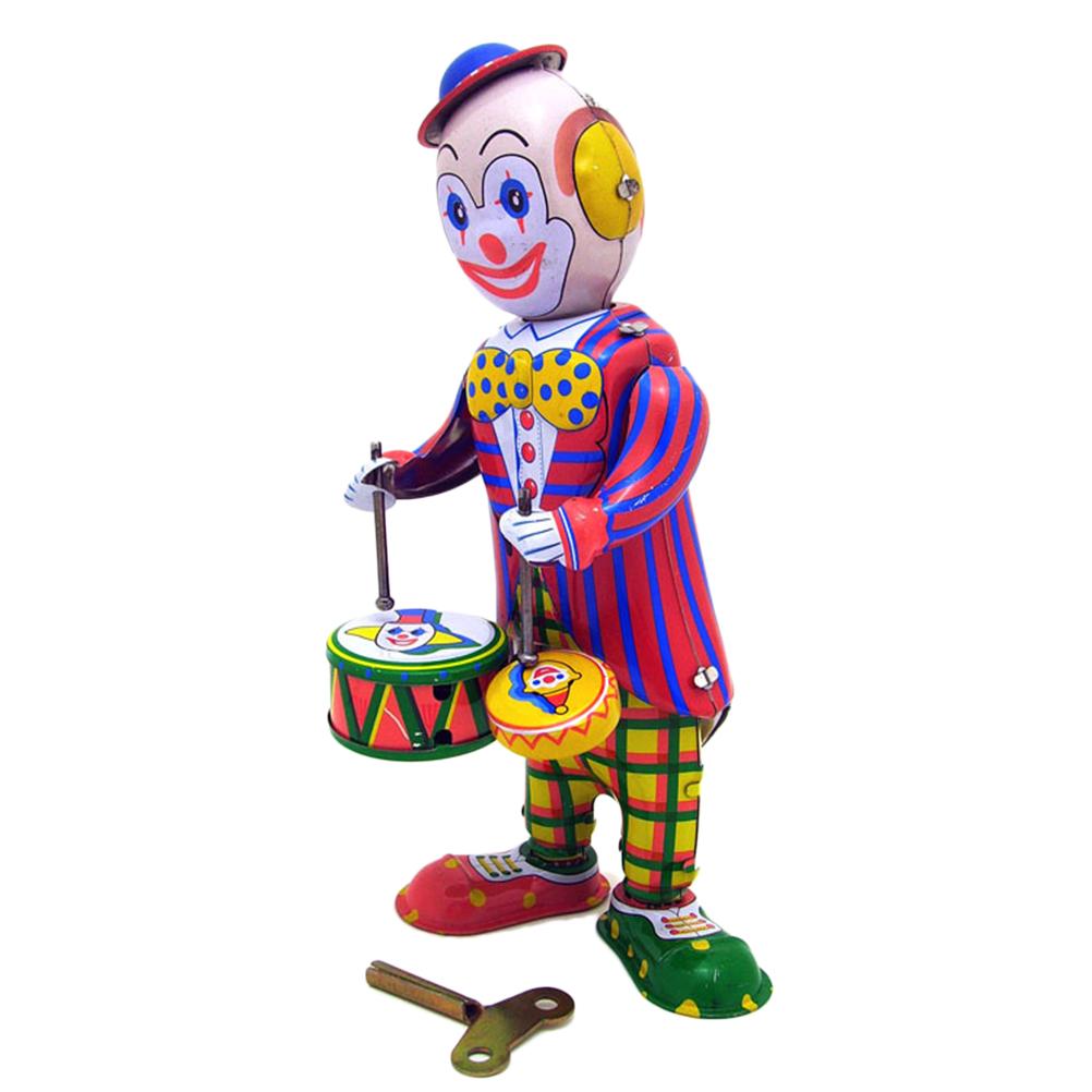 

Vintage Wind Up Tin Toy Drumming Circus Clown Robot Clockwork Toy Gift