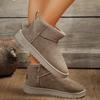 Women's Designer Short-Tube Snow Boot  Winter Plush Warm Platform Shoes Suede Round-Toe Flat Heel Ankle Boots Plus Size 42