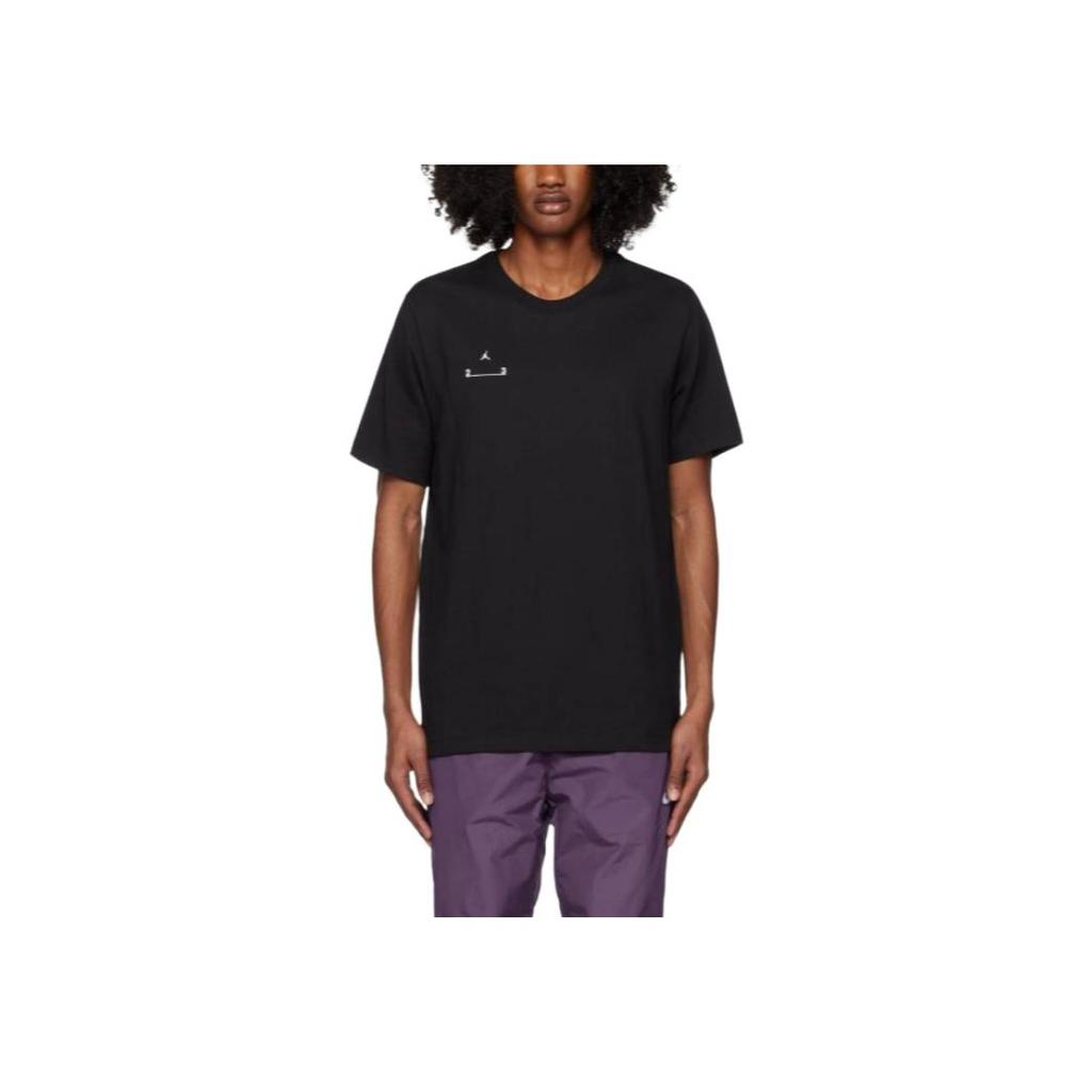 Jordan Logo Printed Straight Cut Crew Neck Pullover Short Sleeve T-Shirt Men Tops Black DQ7358-010