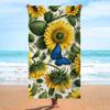 Asciugamano da Spiaggia Stampa Girasole e Ape Vintage Strisciato Floreale Estivo Asciugatura Rapida Leggero Assorbente Asciugamano Boho Botanico Coperta da Spiaggia