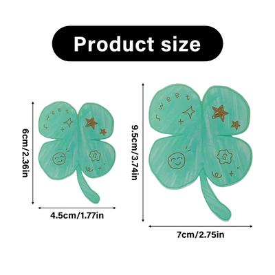 Contemporary Clovers Hair Clip Sweet Style Hair Accessory Acrylic Slip Resistant Design For Daily Wear Or Parties