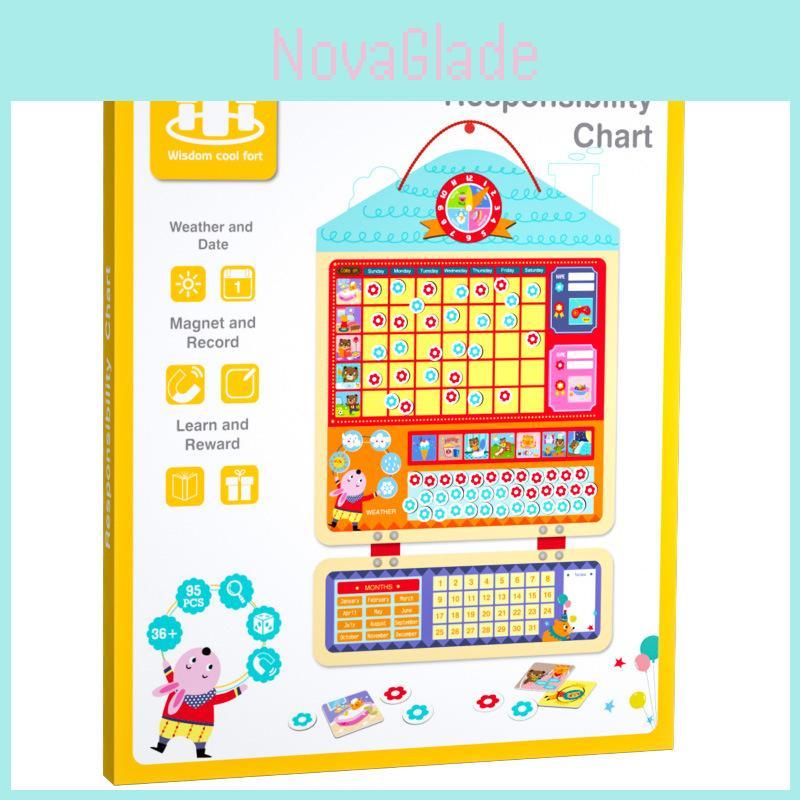 Childrens Growth Selfdiscipline Chart Wooden Behavior Tracker With Reward Stickers For Toddler Development