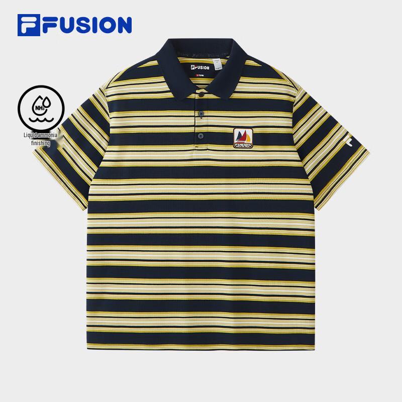 FILA FUSION Men s Striped Cotton Knit Polo Shirt L