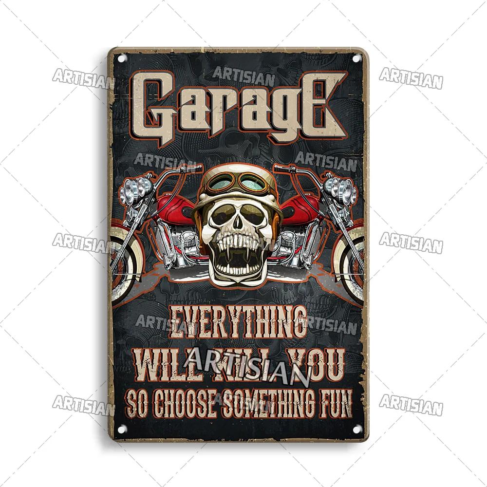 ARTISIAN Rusty Motorcycle Garage Wall Metal Tin Sign Vintage Decorative Plate Man Cave Metal Plaque Club Studio Industrial Decor