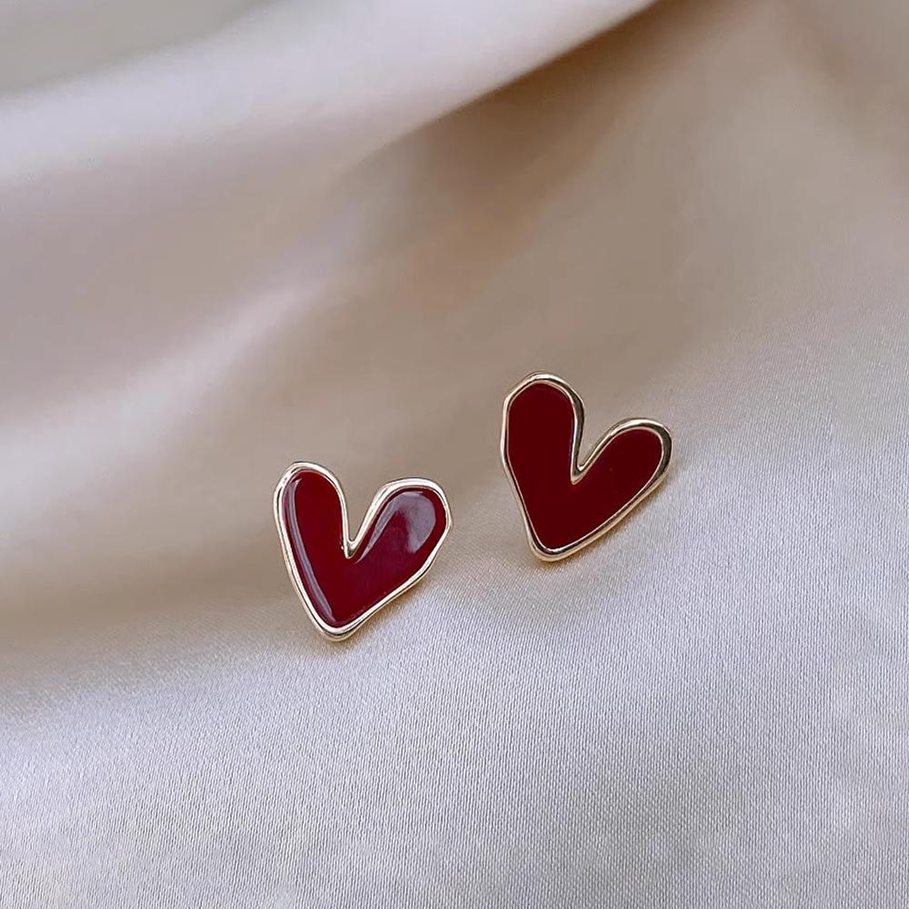 

Серьги-гвоздики Анкора Красные, Серебряная Игла, Легкая Роскошь, Высококачественные Серьги-Гвоздики с Эмалью в Форме Сердца, Осенне-Зимние, Элегантные и Изысканные Аксессуары для Ушей 1#Oil-dripping heart-shap