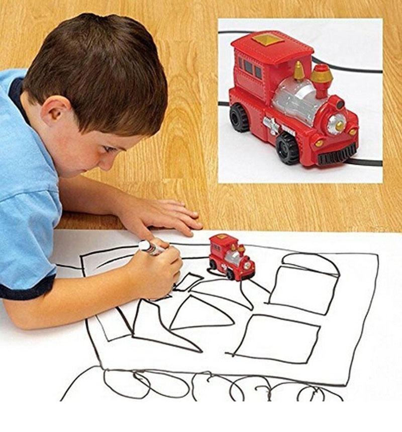 Magic Pen Inductive Car Truck Tank Follow Each Drawn Black Line Track Mini Toys Technology Vehicles