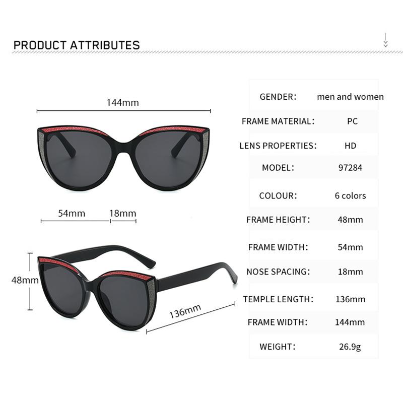 2026 New Cat Eye Large Frame Sunglasses, European American Ins Trendy Outdoor Retro Sun Glasses, UV Protection Eyewear for Daily Outfit
