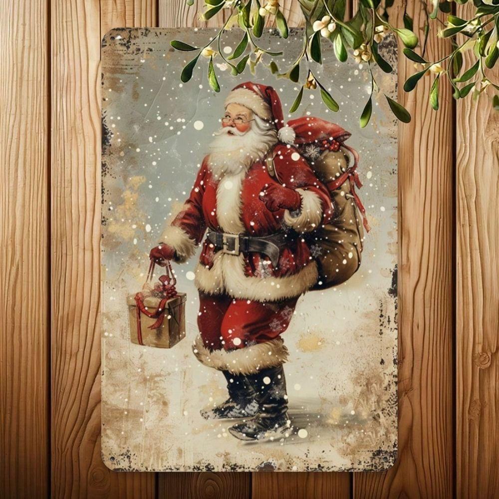 Metal Tin Sign Watercolor Christmas Tree Retro Wall Decor 20x30cm