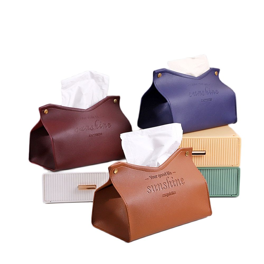 Nodic Environmental PU Leather Napkin Holder Foldable Tissue Box Home Offi Waterproof Dustproof Storage Box Sundries Ontainer