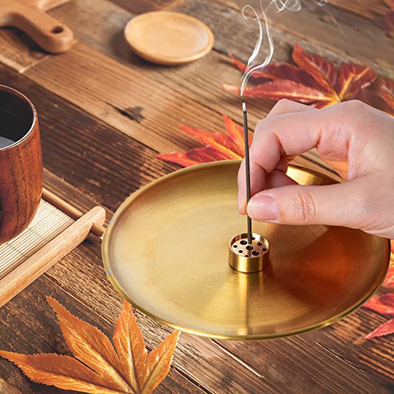 Creative Metal Incense Burner Brass Gourd&9 Holes Incense Holder Incense Plate Ash Catcher Buddhism Supplies Home Decor