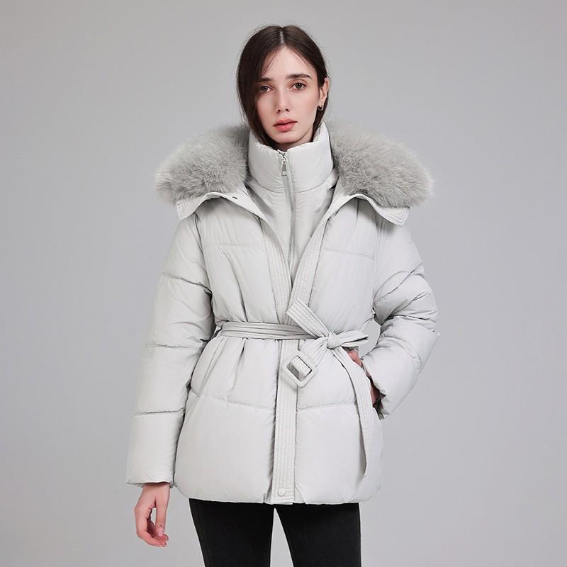 2026 Winter Korean Style Faux Fur Collar Cotton Puffer Coat Womens Loose Fit Warm Jacket