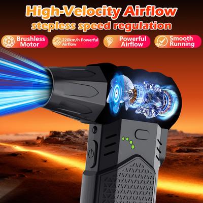 400K RPM Blowing Sunction RV Turbo Blower Fan Portable Vacuum Cleaner Snow Removal Tools Automobile Air Duster Cordless Air Pump