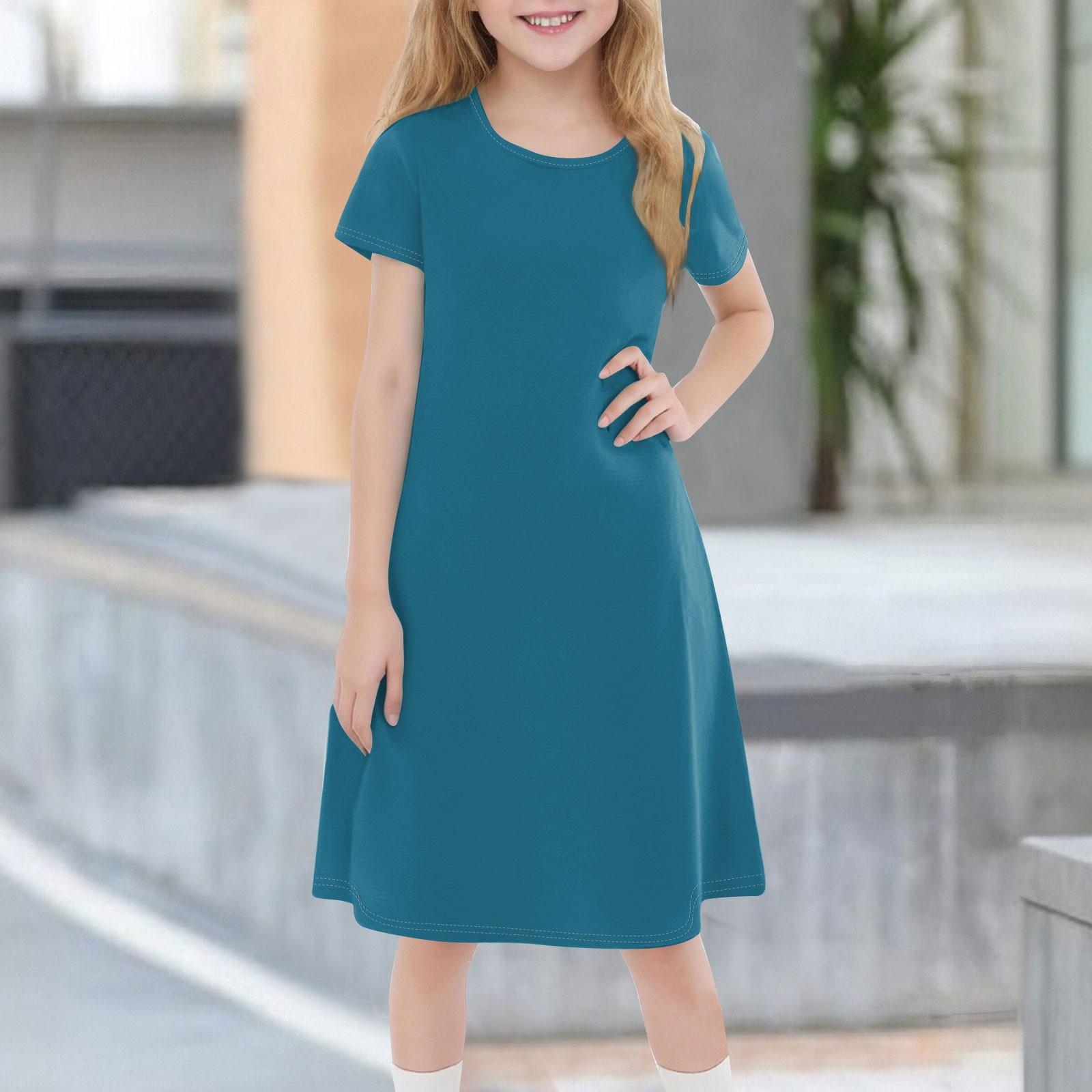 

Дитяча літня повсякденна модна сукня з короткими рукавами та круглим вирізом 120