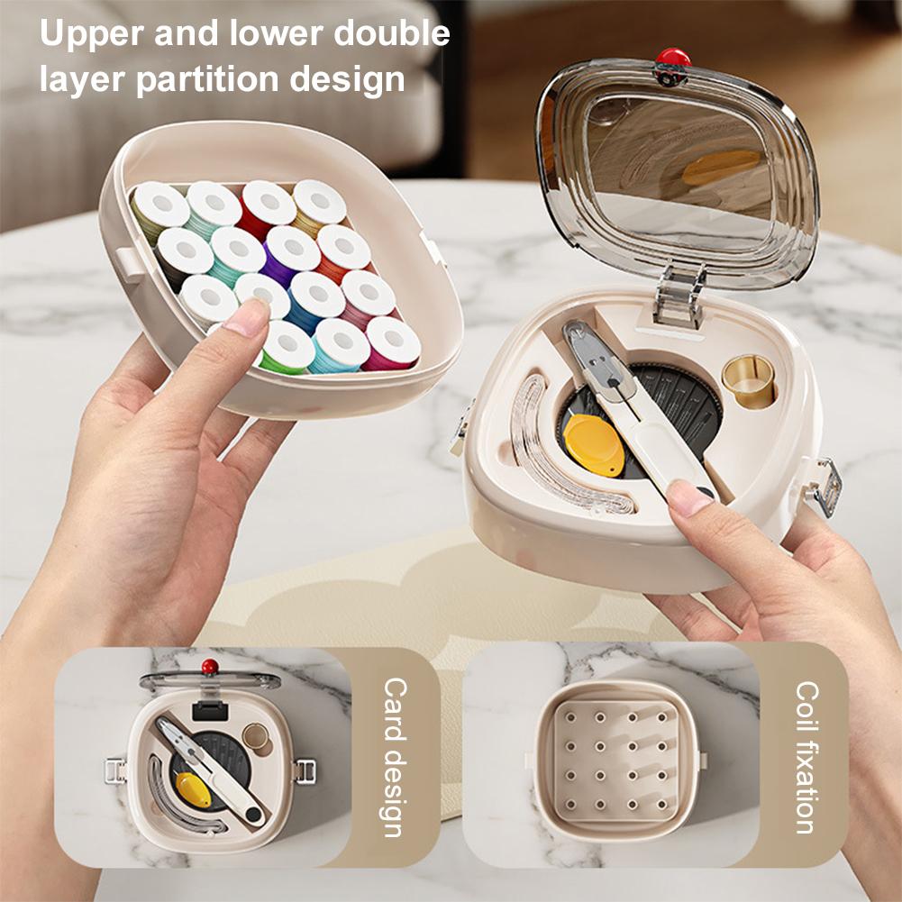 Magnetic Sewing Tool Kit Multifunctional Sewing Thread Needle Threader Scissors Kit Hand Sewing Storage Box for Friend