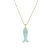 Edelstahl Blau Glasiert Emaille Fisch Anhänger Halskette Für Damen Lady Ozean Strand Mode Neues Schmuck Accessoire Party Geschenk