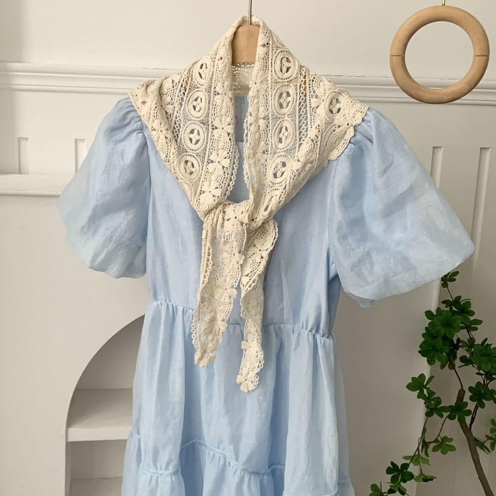 Cape Lace Shawl White Flower Scarves Elegant Hip Scarf  Female