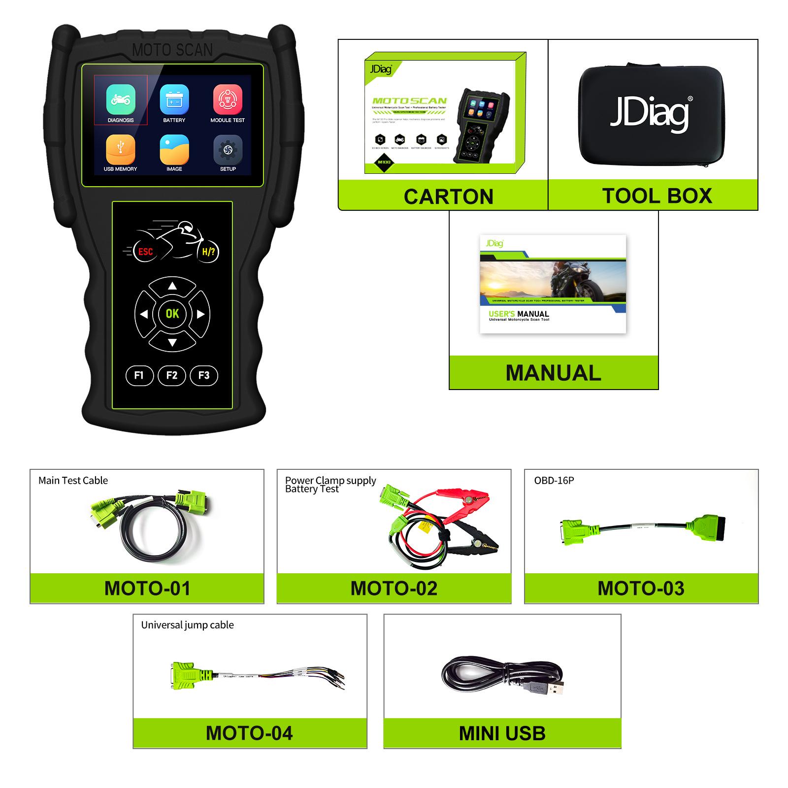 

JDiag EFI Tester & Diagnostic Tool for Motorcycles - Battery Tester & Analyzer