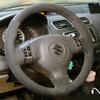 For Suzuki Swift Alto 2008-2013 SX4 2006-2013 Splash 2007 Hand-stitched Non-slip Carbon Black Suede Car Steering Wheel Cover
