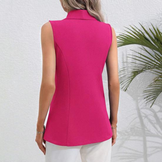 Ärmellose Blazerweste für Damen Offene Vorderseite Revers V-Ausschnitt Ein Knopf