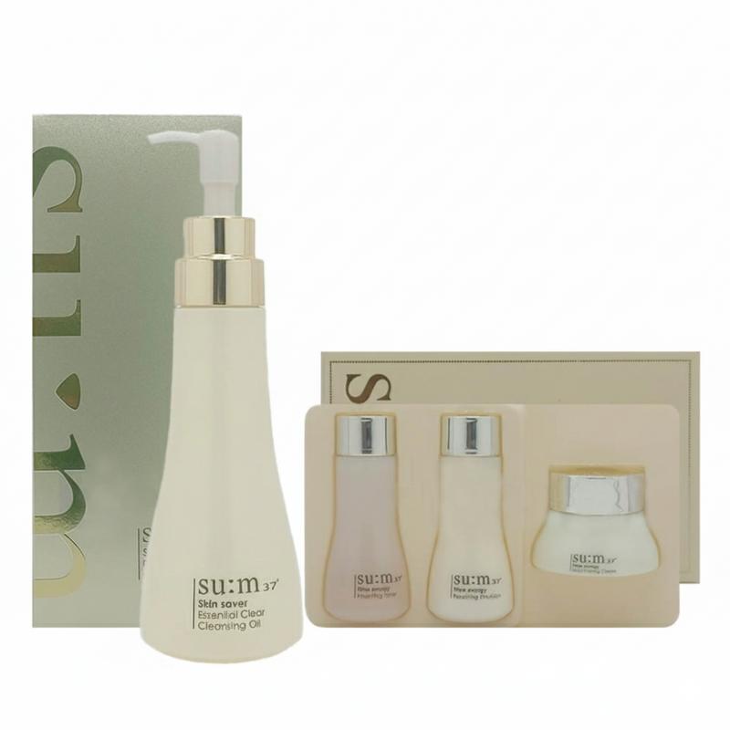 Su:m37 Skin Saver Essential Clear Cleansing Oil 250ml Special Set, 1 pcs, Su:m TIME 3-Piece Set GWP Added