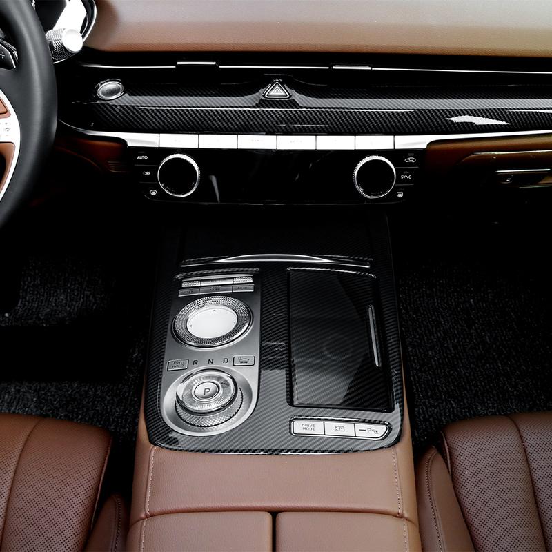 For Genesis G80 RG3 -2024 Carbon Fiber Wood Grain Central Console Gear Shift Panel Frame Trim Cover Accessories LHD