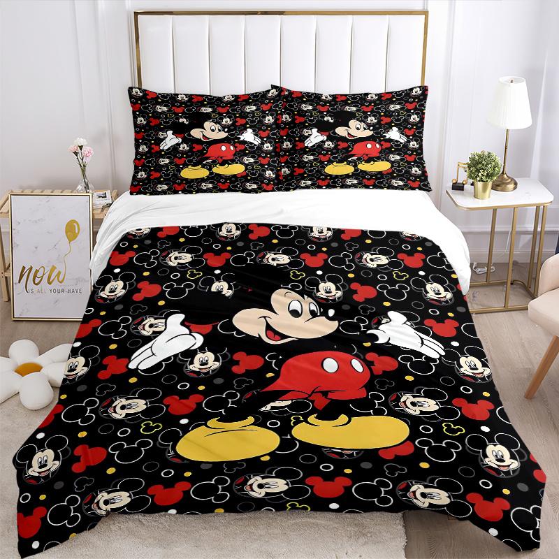 3pcs Mickey Cartoon Disney Bedding Set, Includes 1 Quilt Cover and 2 Pillowcases, Comfortable Bedding with Stylish Design for Bedroom, Machi