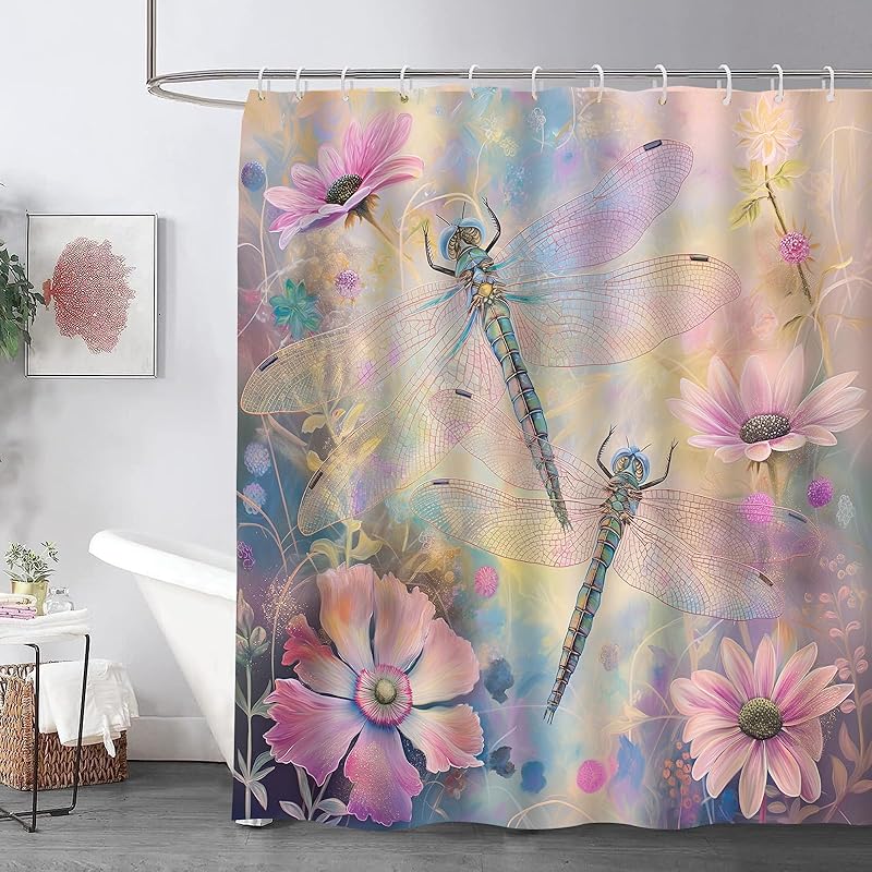 

Тропическая шторка для душа со слоном, Яркие цветы джунглей и декор для ванной со слоном, Набор шторки для душа с 12 крючками, Водонепроницаемая полиэстеровая ткань 72 W x 72 L (Pack of 1)