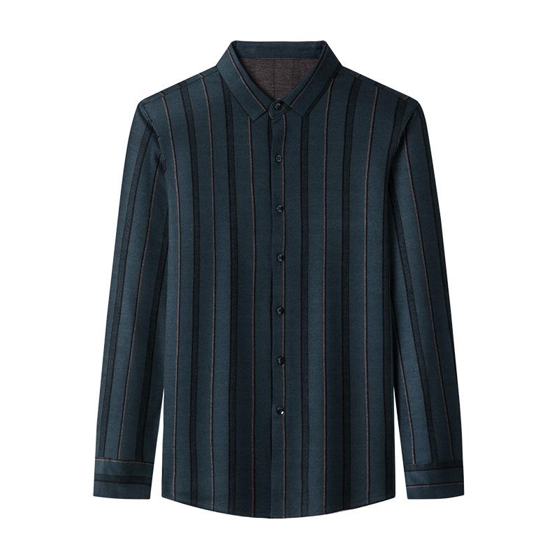 Camicia da Uomo Business Casual Primavera Tessuto Morbido Confortevole Traspirante Righe Rever