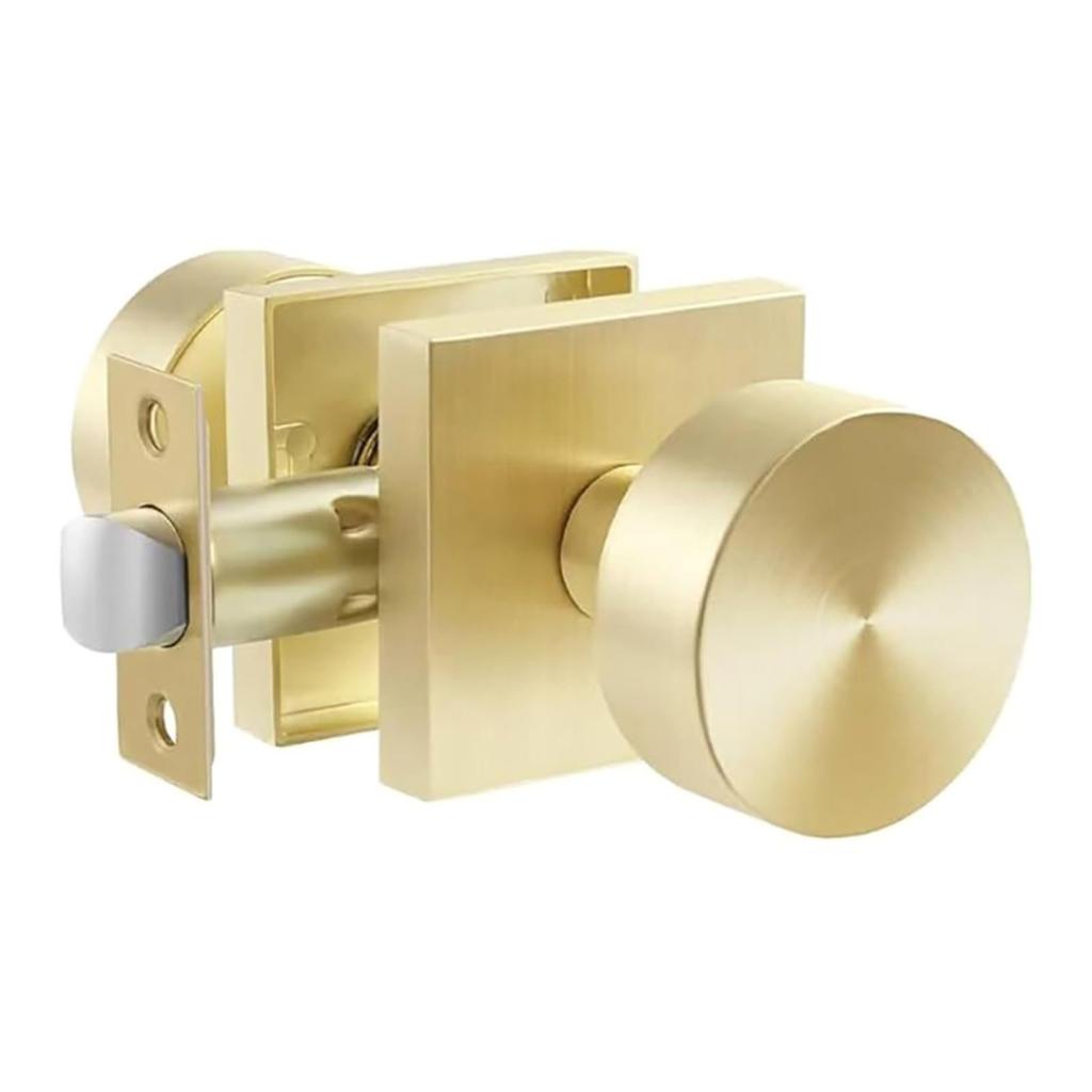 Practical Gold Door Knobs Interior Portable Sturdy Passage Hall Closet Satins Brass Finish for Modern Homes Use